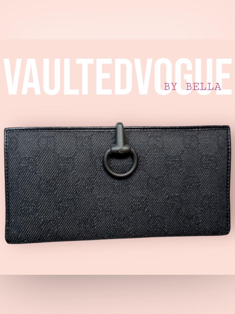 ‼️NOW AVAILABLE‼️ Gucci Black Mono Textured Wallet with Matte Ring Accent